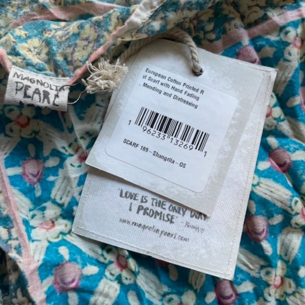Magnolia Pearl Turquoise Floral Scarf - Picture 10 of 14